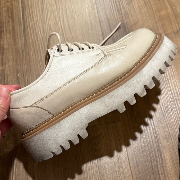 Seychelles Platform Oxfords Derby Lace Up Cream Leather - Picture 5 of 8